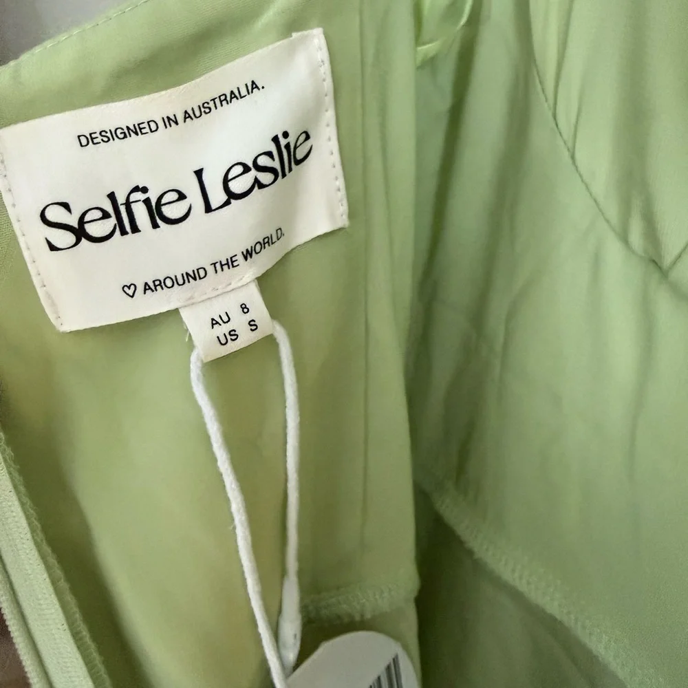 Selfie Leslie Belle De Jour Flounce Hem Midi Dress Pistachio Sage High Low Dress - Picture 8 of 8